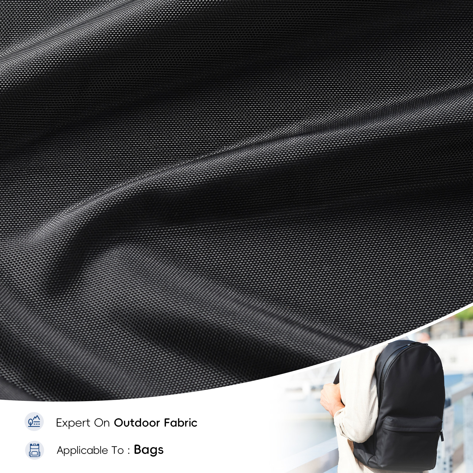 420D PU Polyester Oxford Bag Fabric Black
